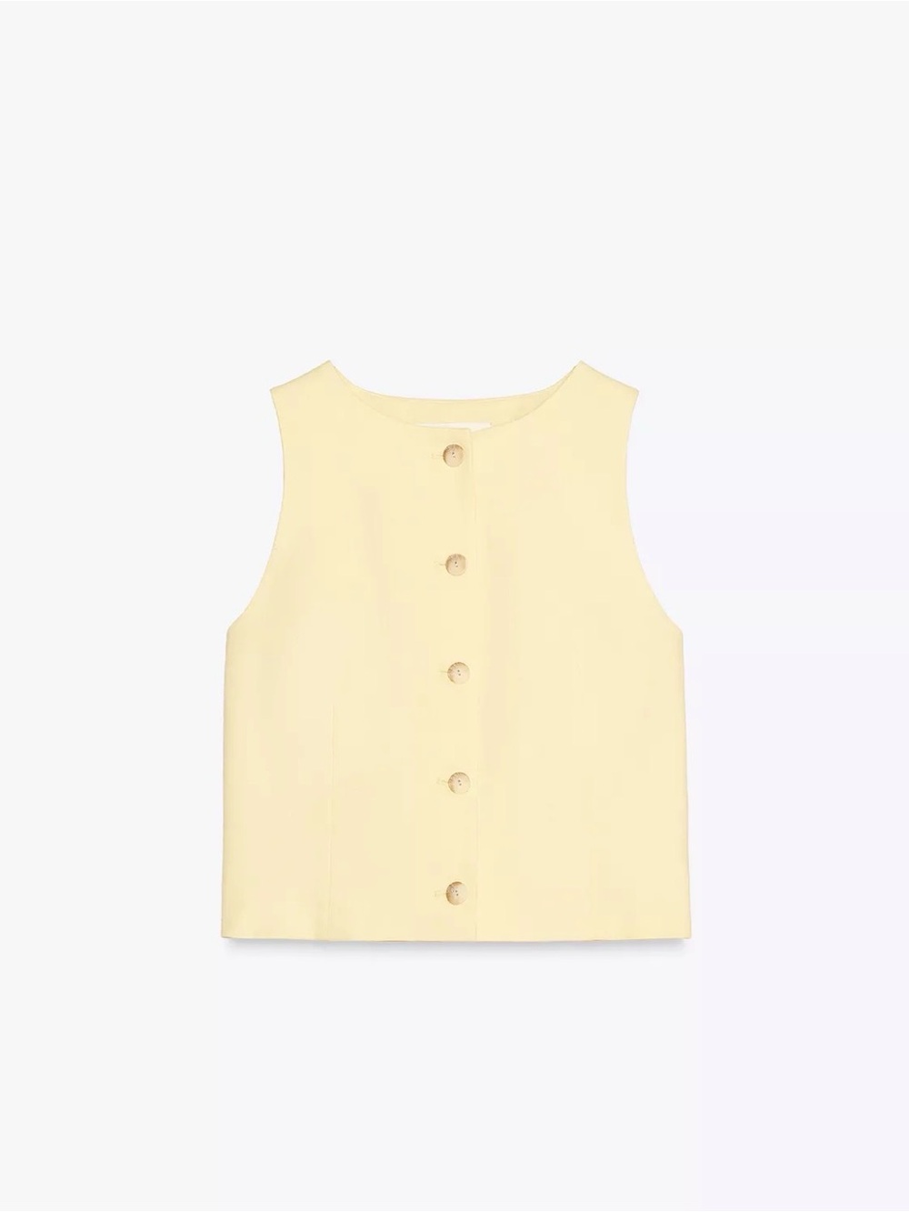 Zara Butter yellow, linen Sleeveless Button-Front Top